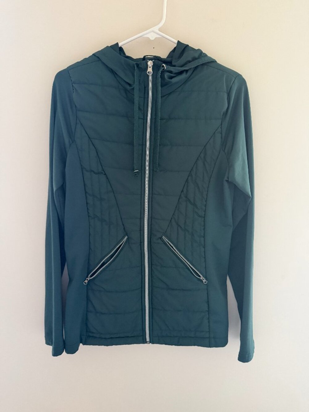 Maurices Teal Quilted Hybrid Hooded Jacket Full Zip XS